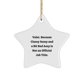 Funny Valet Gifts for Men - Christmas Unique Gifts from Friends, Star Ornament with Quote, 'Classy Sassy And A Bit Fearlessy Is Not An Official Job Title' - Image 1